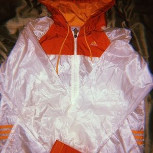 VINTAGE ADIDAS TRANSLUCENT ZIP WINDBREAKER.